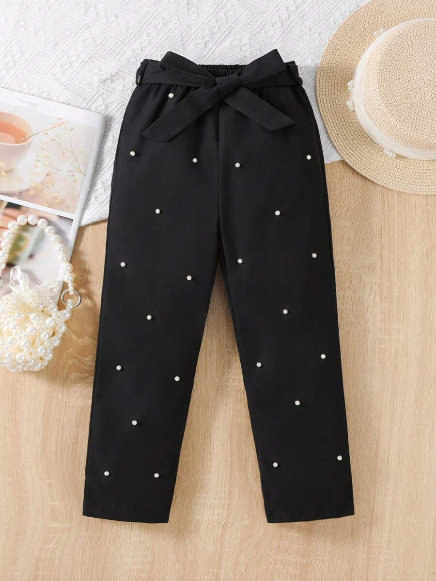 SHEIN Junge Mädchen Perlen Freizeithose