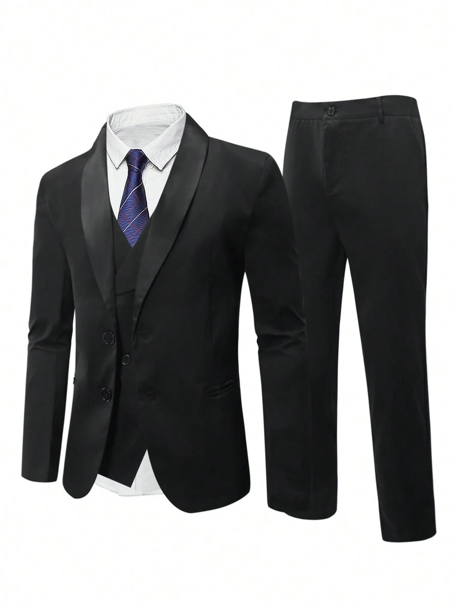 Manfinity Mode Men'S Plus Size Solid Color Suit