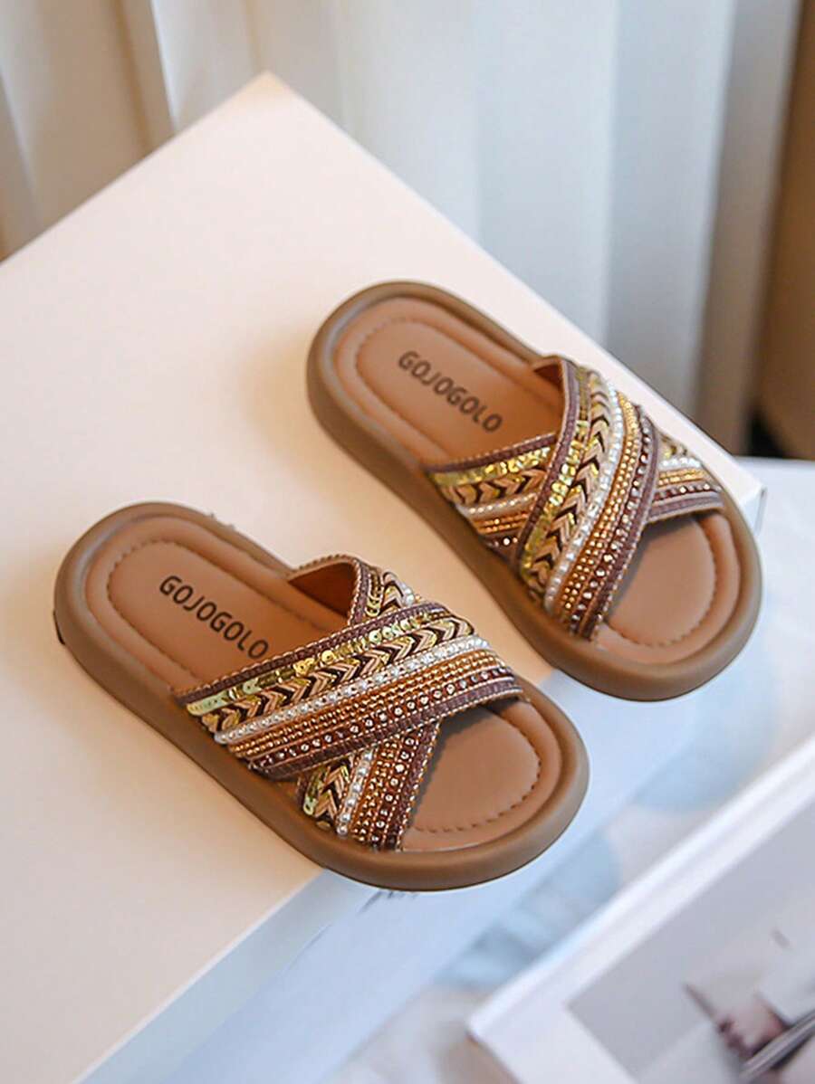 Modische Gewebte Pantoffeln Für Mädchen, Leichte Haus-schuhe Für Kleinkind/kleines Kind/großes Kind Im Sommer