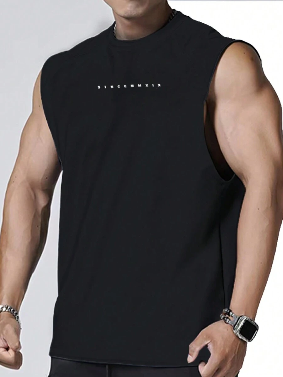 Manfinity Sport Corelite Men's Letter Printed Sports Tank Top Workout Tops