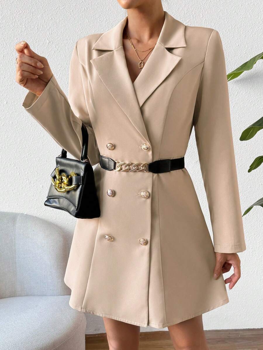 Calvaya Blazer D'affaires À Double Boutonnage Et Col En Revers Pour Femmes