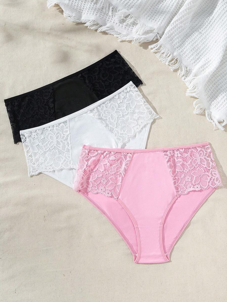 SHEIN 3 Peças Renda Painel Triângulo Calcinha Lingerie