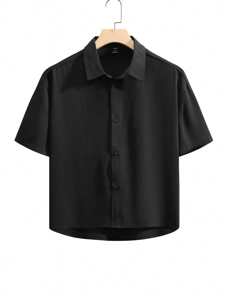 Manfinity EMRG Camisa de manga corta con cuello vuelto para hombres para fiesta, amigos