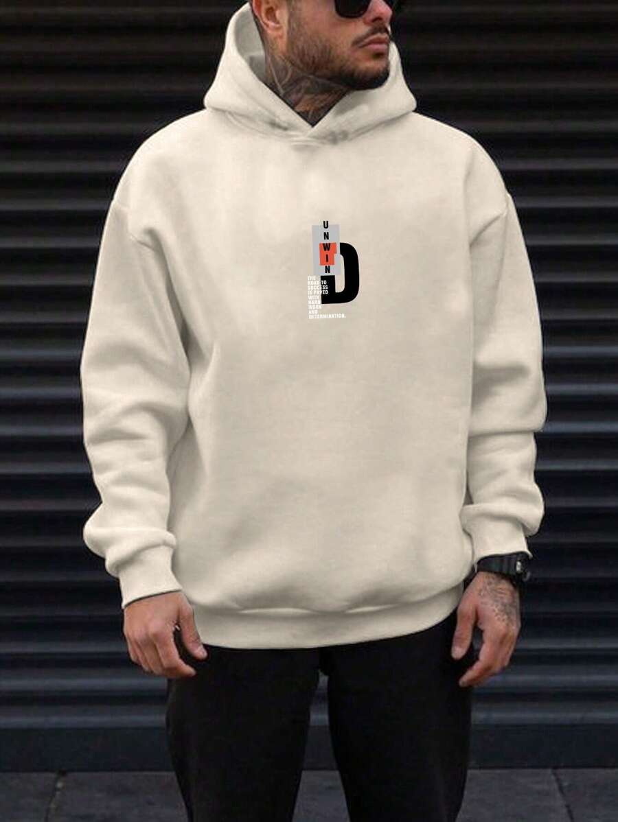Manfinity Homme Loose Men's Hooded Sweatshirt With Slogan Print