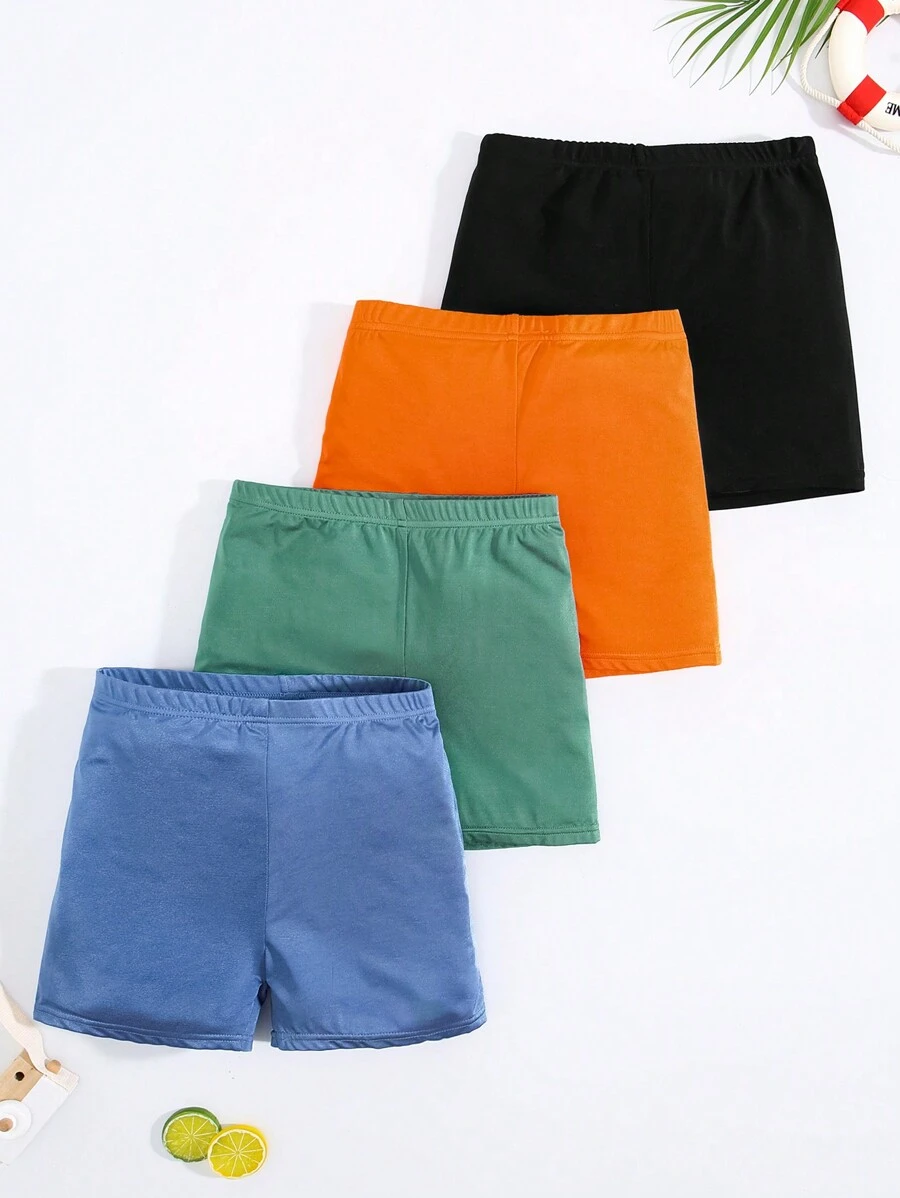 SHEIN Teen Boys' Casual Multi-Color Shorts 4pcs/Set, Beach Swimming Trunks, Swimwear