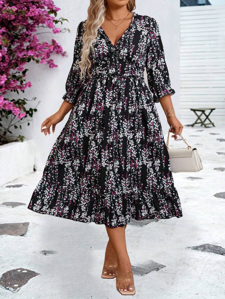 SHEIN Clasi Plus Size Full Print Dress