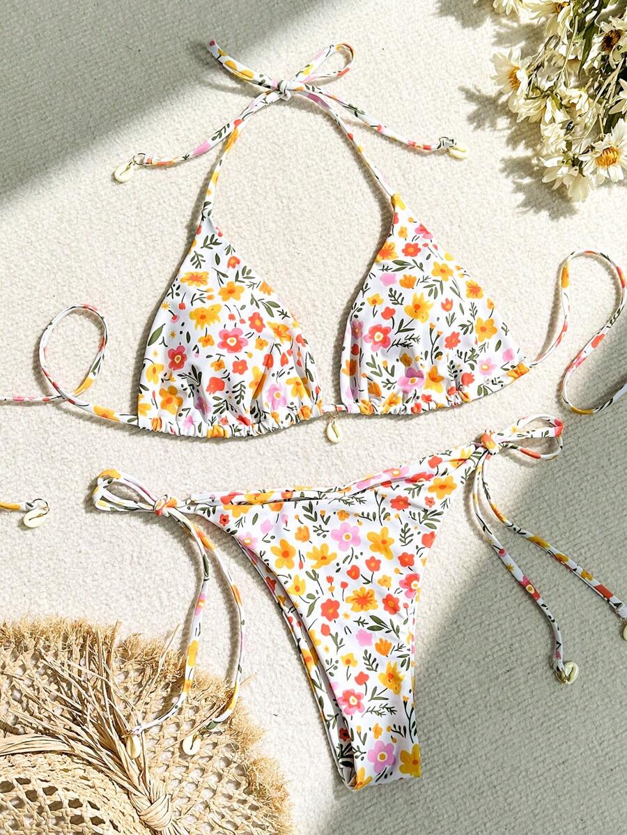 Swim Mod Summer Beach Ladies' Ditsy Floral Bikini Set Music Festival