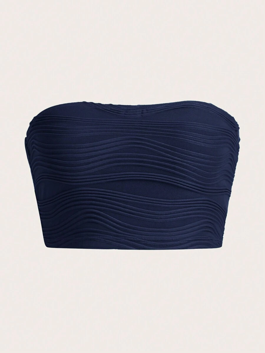SHEIN EZwear Women's Textured Knit Strapless Top