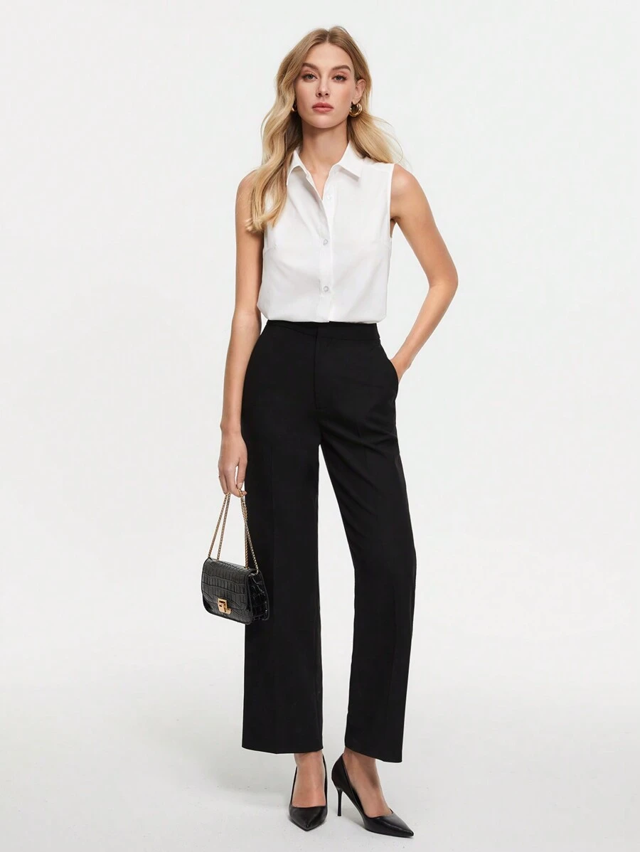BizChic CAMISA DE DOBLE BOTONADURA TEJIDA 2 EN 1 PARA MUJER, ROPA CASUAL DE OFICINA PARA MUJERES