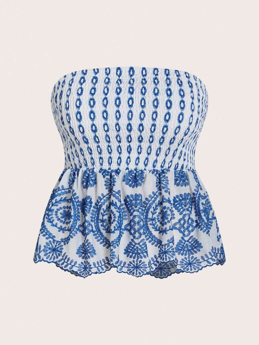Sunnyshic Grote maten Vrouwen Geborduurd Strapless topje
