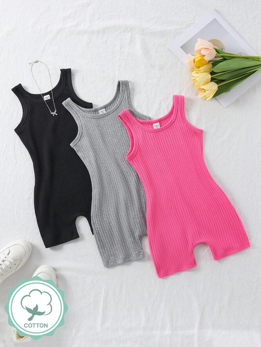SHEIN 3pcs/Set Young Girl Casual All-Match Versatile Skinny Jumpsuit