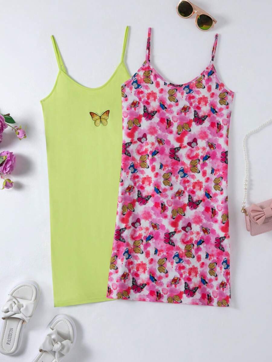 Teen Girl Butterfly Printed Cami Dress