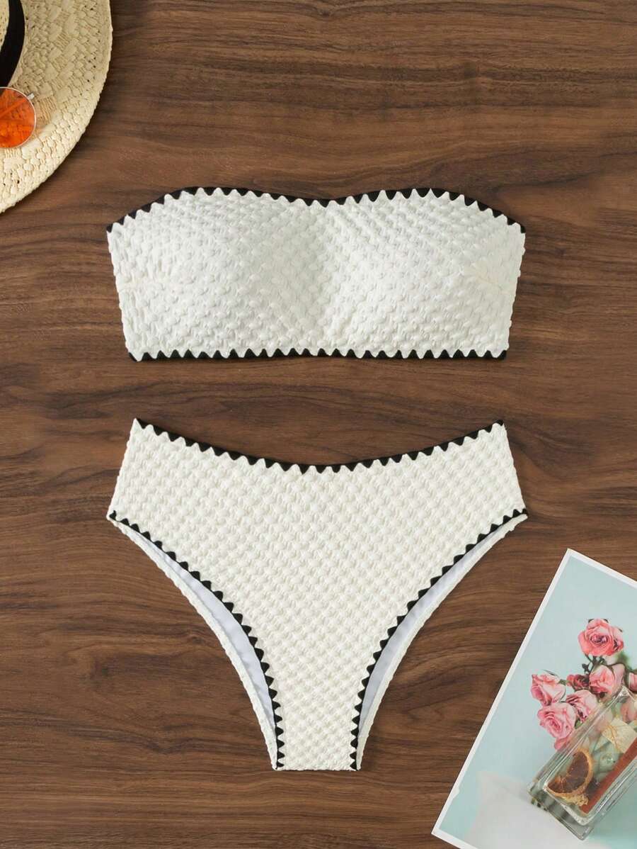 SHEIN Swim Summer Beach Ladies' Textured Bikini Set Wedding
