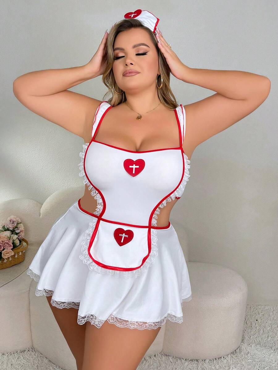 Plus Size Sexy Nurse Cosplay Lingerie Dress Set No Underwire T Back Headpiece Pcs Shein Usa