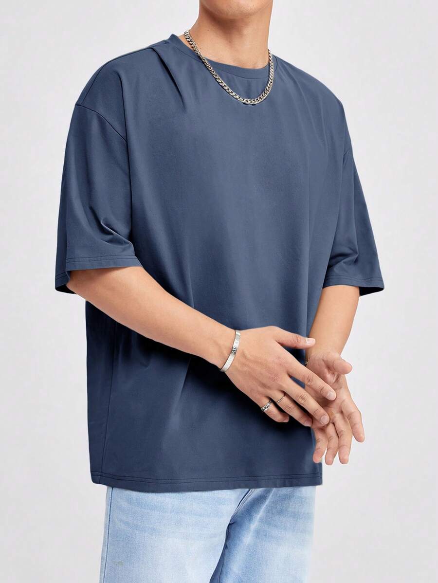 SWAVVY Loose Fit Men's Oversized Knit Casual T-Shirt, Summer