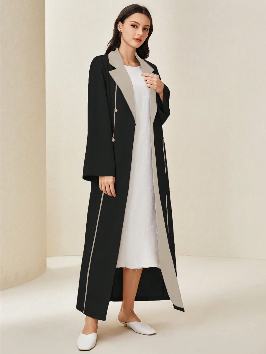 Al Najma Women's Colorblock Lapel Double Breasted Coat