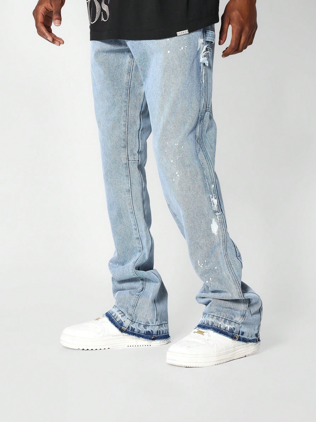 Flare Fit Carpenter Denim Jean With Splatter Paint｜Sumwon