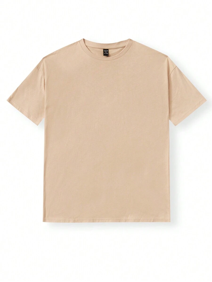 SHEIN Artist Women Loose Fit Casual Short Sleeve T-Shirt, Round Neck, Long And Baggy For Spring/Summer, Holiday, Vacation, Festival