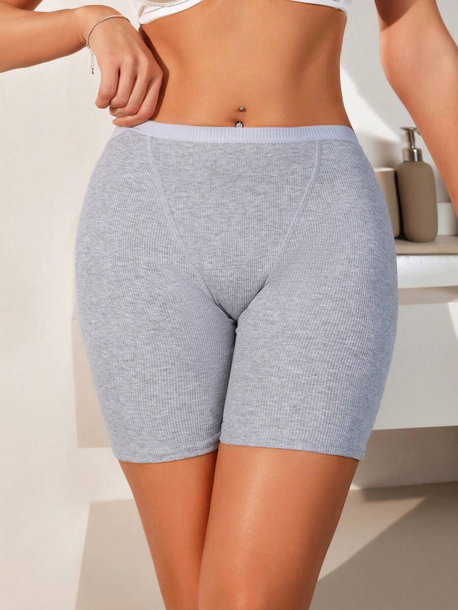 Pantalones Cortos Cuadrados Acanalados De Seguridad Para Mujeres