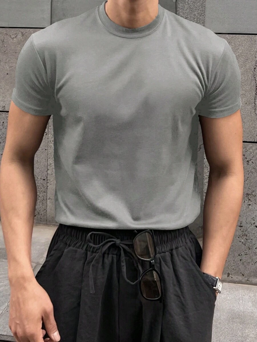 DAZY Camiseta De Verano De Color Sólido Para Hombres
