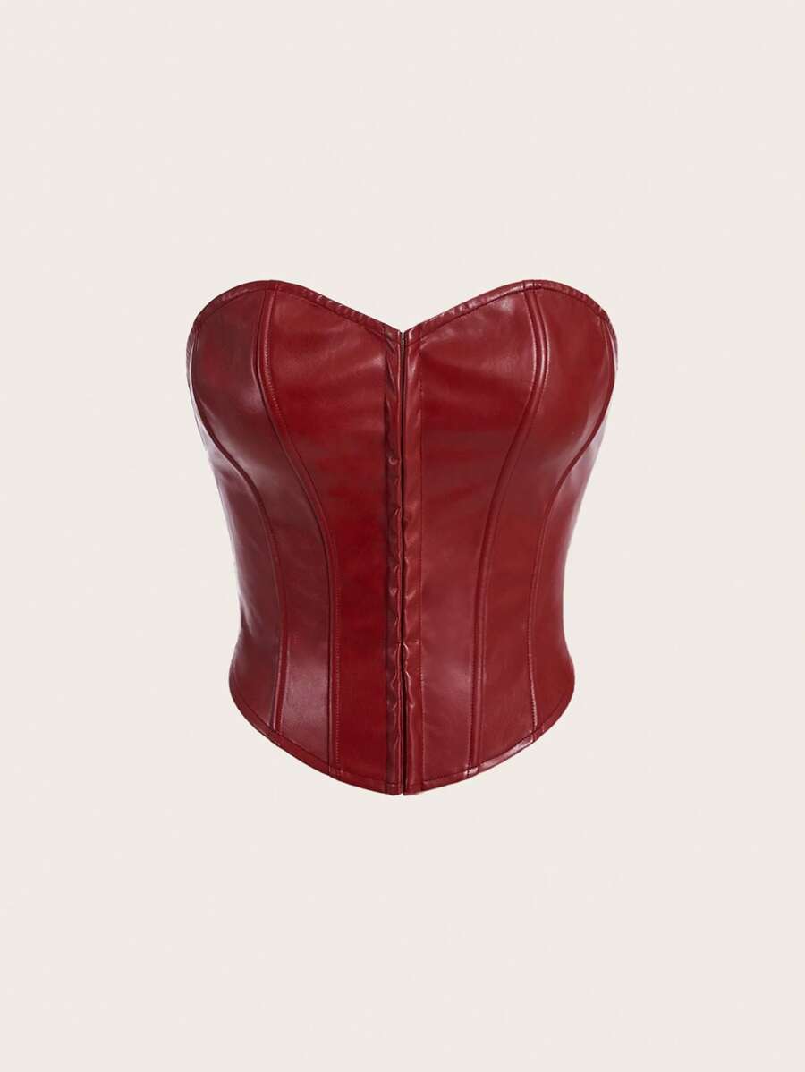 SHEIN MOD Women's Red Pu Leather Tube Top