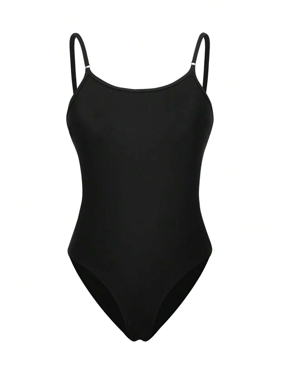 Swim Basics Summer Beach Solid Color One-Piece Swimsuit Carnival