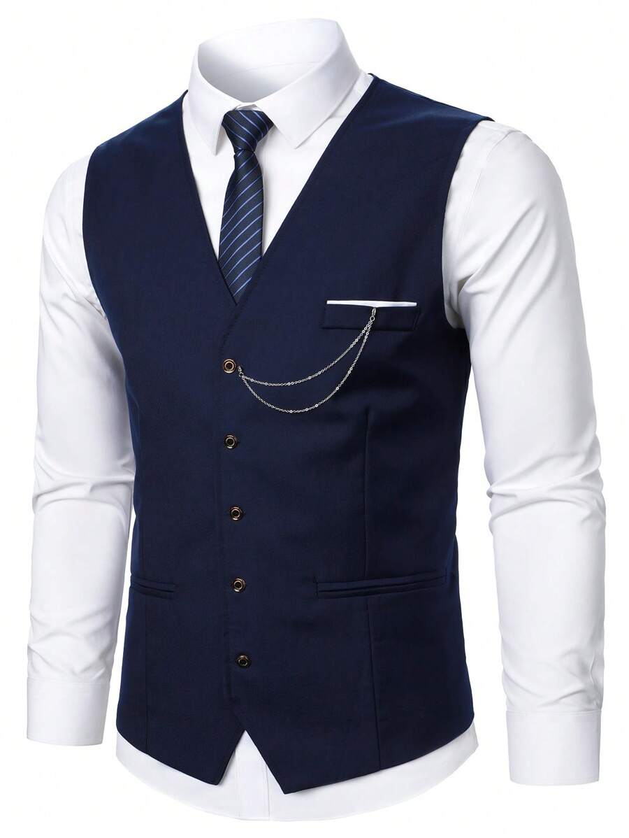 Manfinity Mode Chaleco De Traje Casual De Negocios Para Hombre