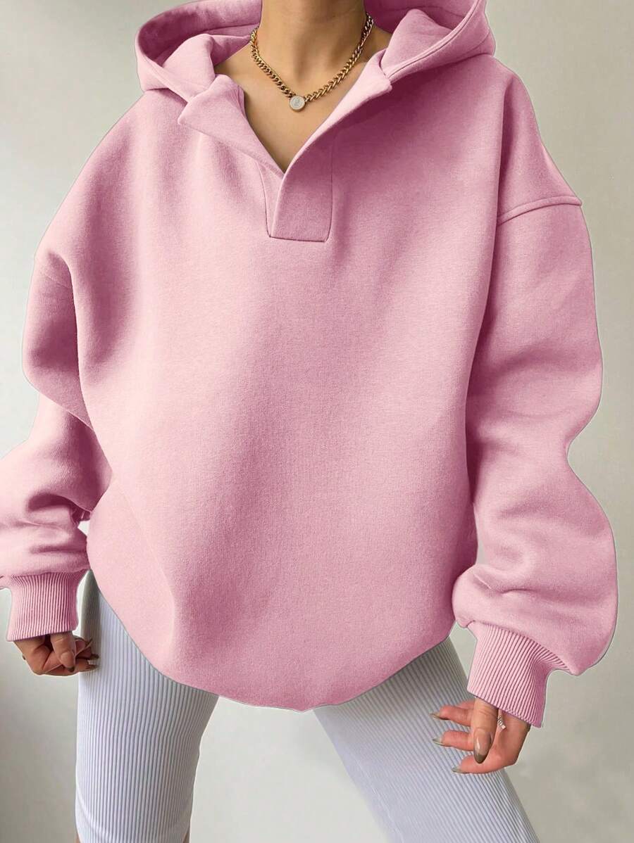INAWLY Women's Hooded Sweatshirt With Drop Shoulder Sleeve
