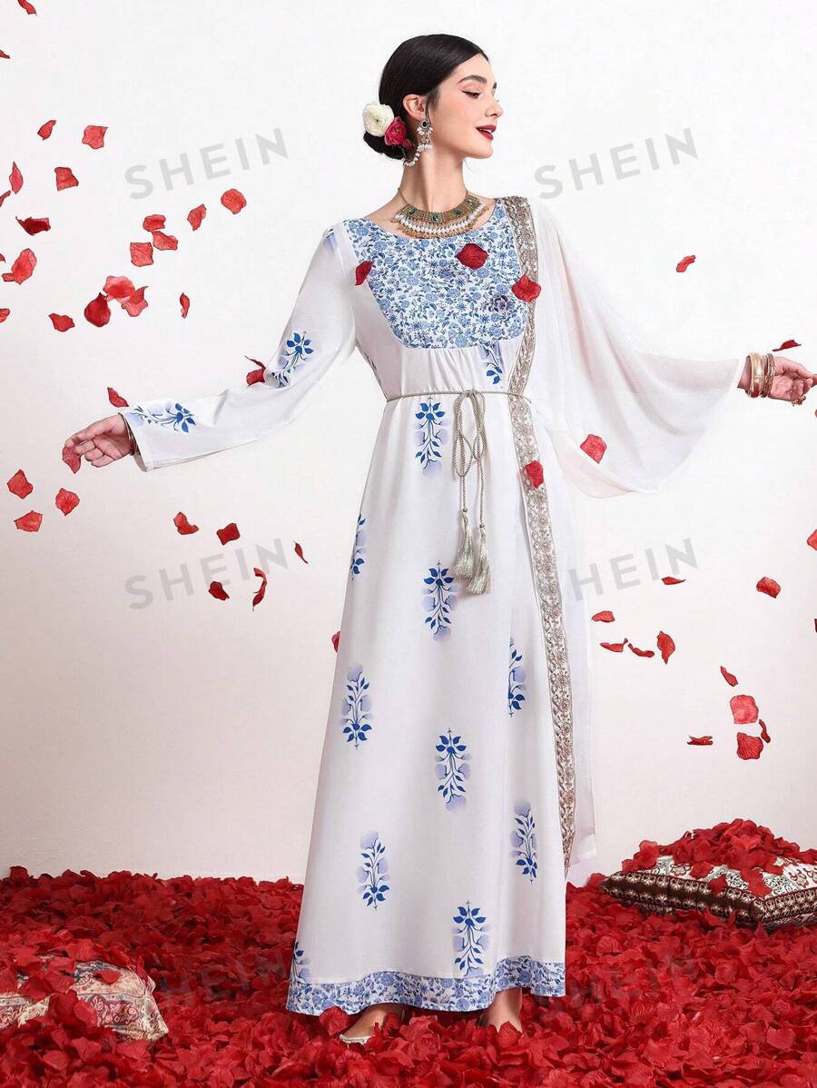 Divindia Vestido bohemio estampado para mujer