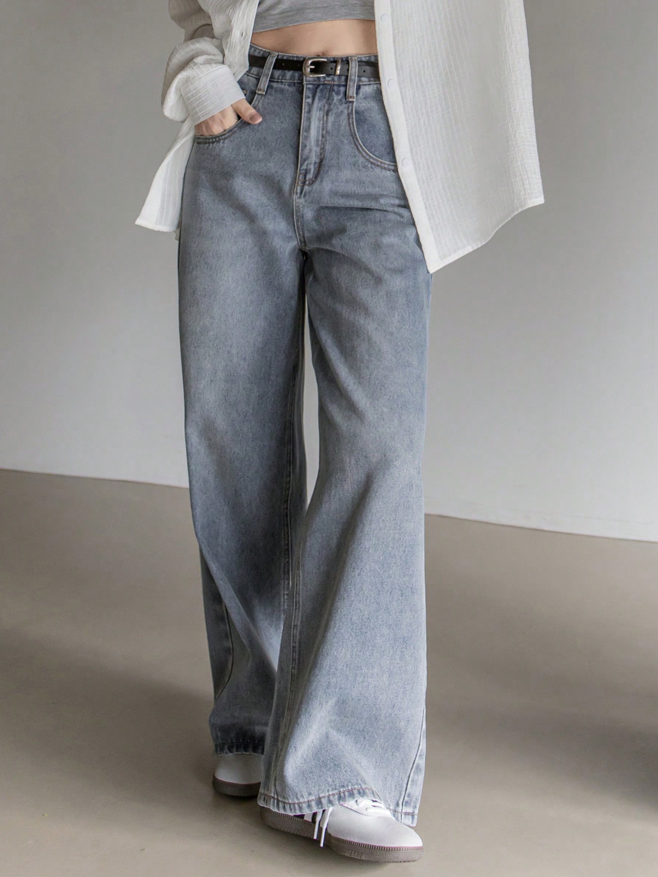 デニム・ジーパン Daily Washing Cotton100 Wide Denim Pants Chikashitsu +】design washing wide denim pants (2color