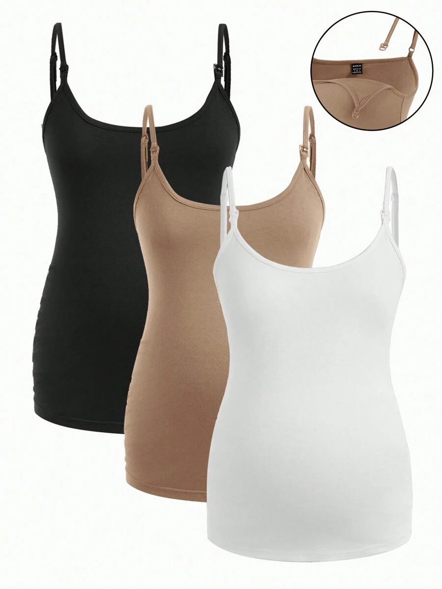 Modmama Maternity Solid Color Nursing Cami Top