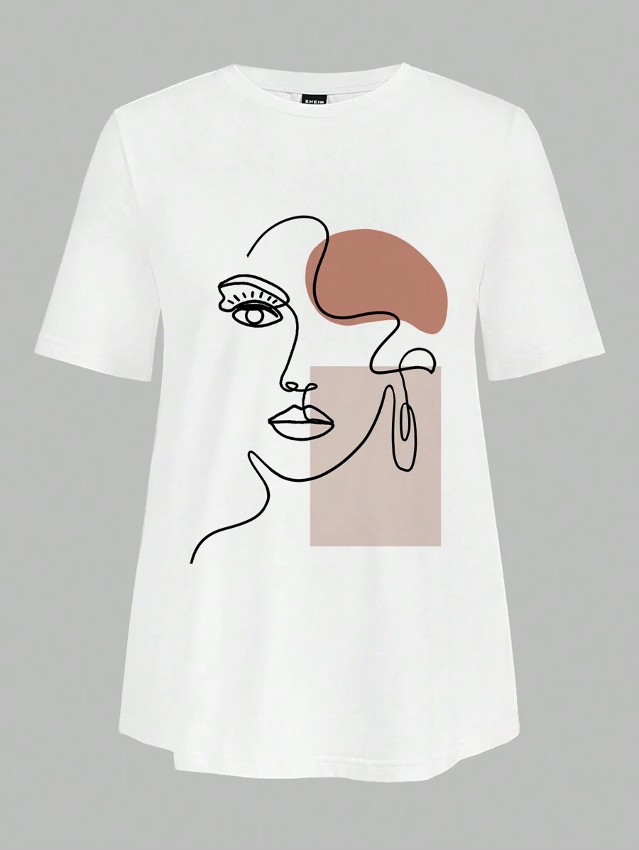 Modmama Abstract Figure Print Fitted Maternity Short Sleeve T-Shirt, Casual Summer