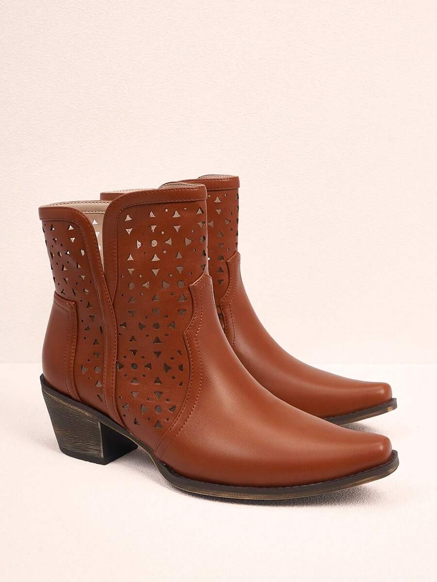 Styleloop Women'S Retro Cut-Out Design Breathable And Comfortable Ankle Boots