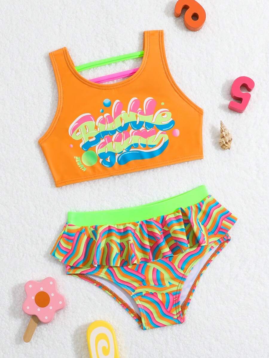 Maillot De Bain Bébé Fille À Imprimé Lettre