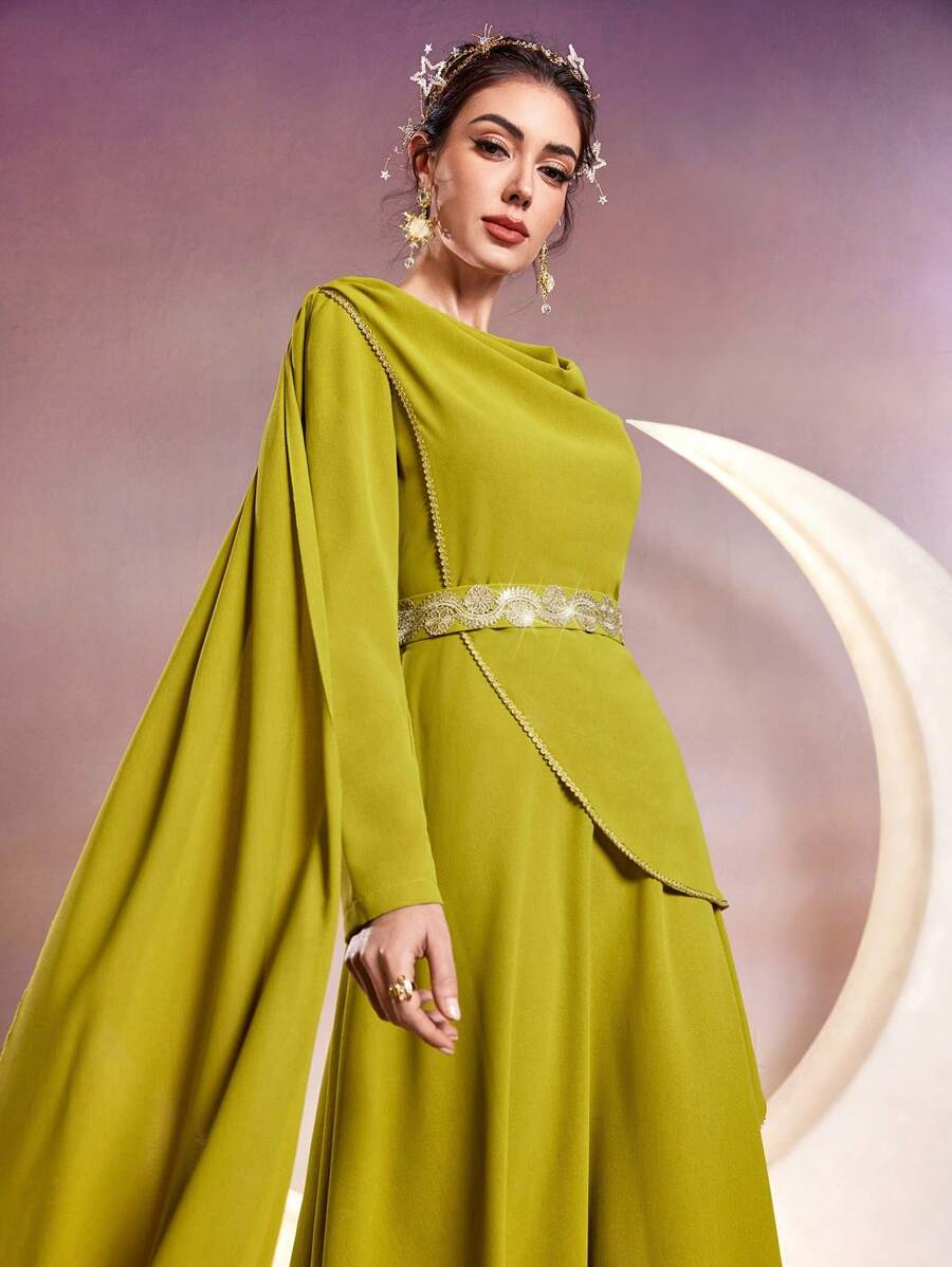 Modelyn Solid Color Draped Neckline Dress