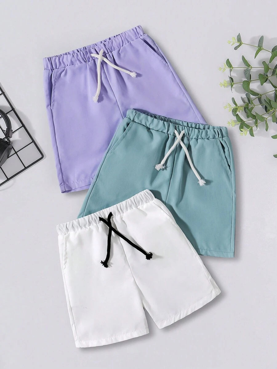 SHEIN 3 Pièces Ensemble De Shorts Décontractés Pour Garçon Jeune, Coupe Ample Et Confortable