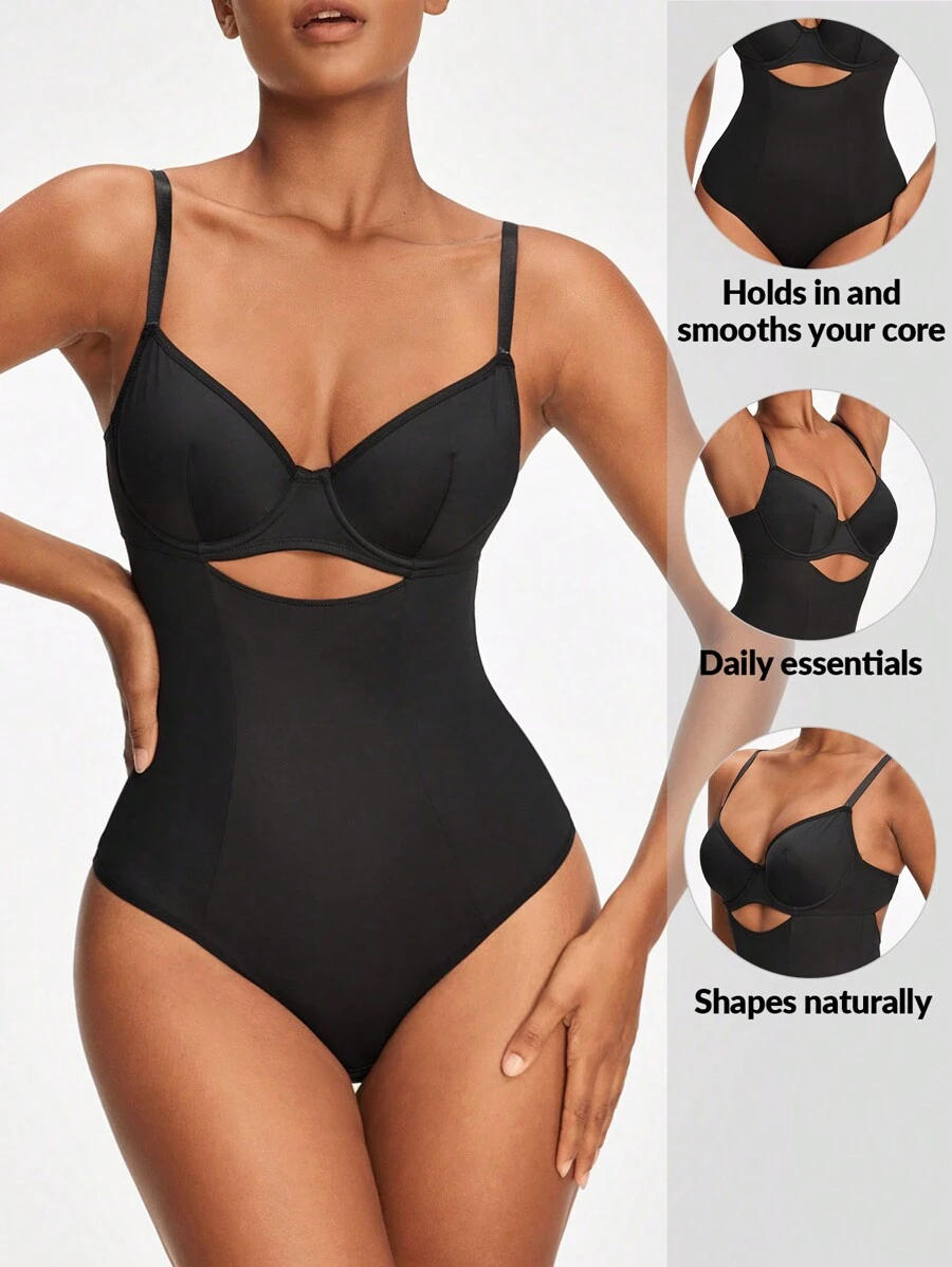 SHEIN Shape Bodysuit Adelgazante Con Cintura De Encaje Para Mujeres, Cami Shapewear