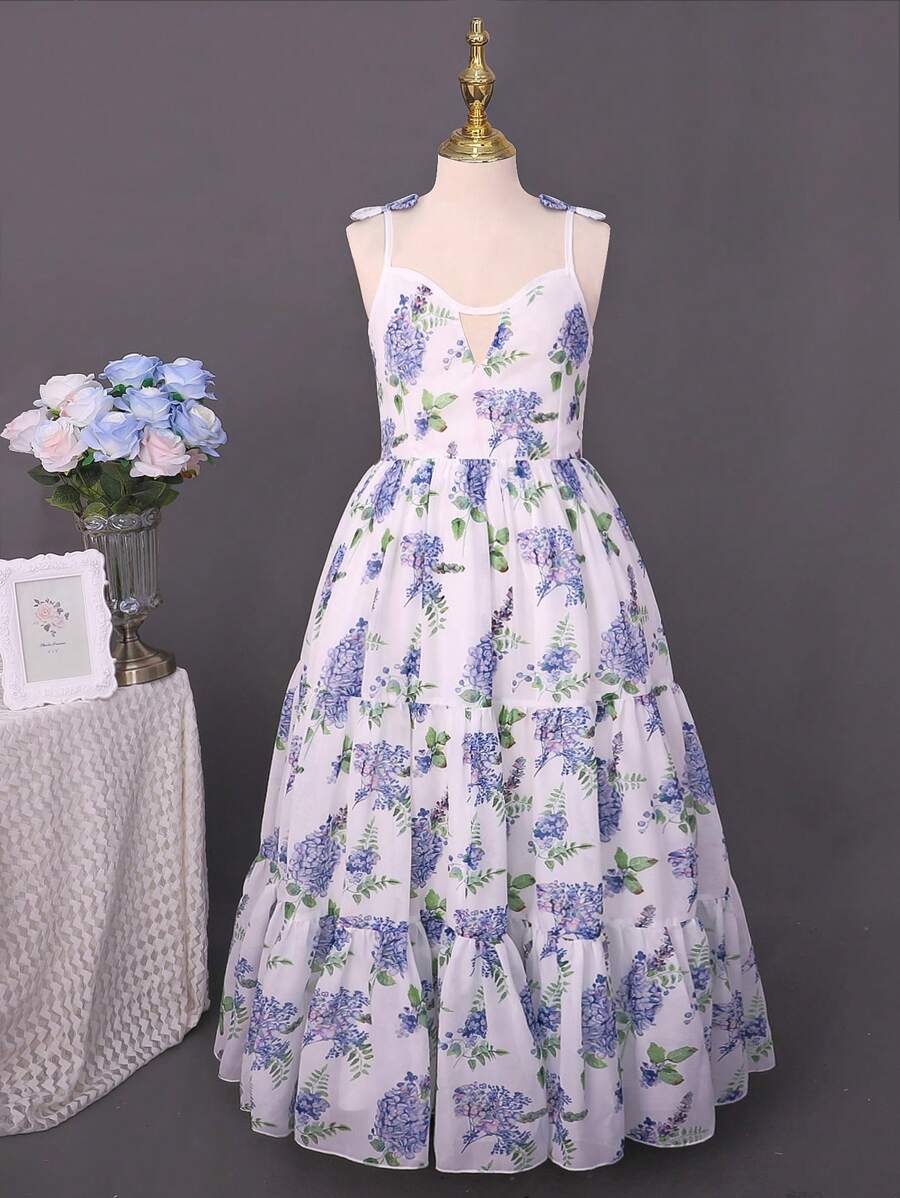 SHEIN Robe de soirée élégante mi-longue pour jeune fille, à bretelles spaghetti sans bretelles, blanche, convient pour les soirées, banquets, anniversaires, représentations et autres occasions