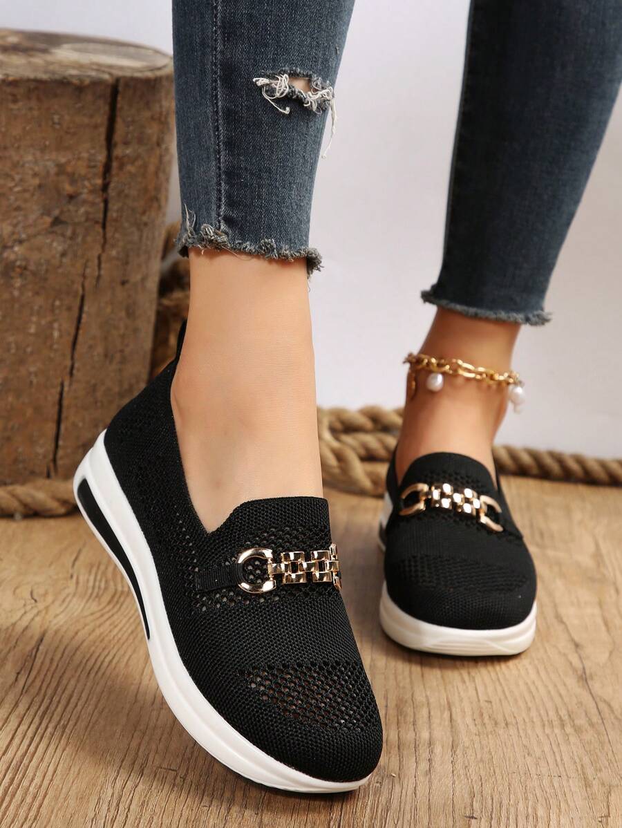Women's Black Lightweight Breathable Casual Shoes