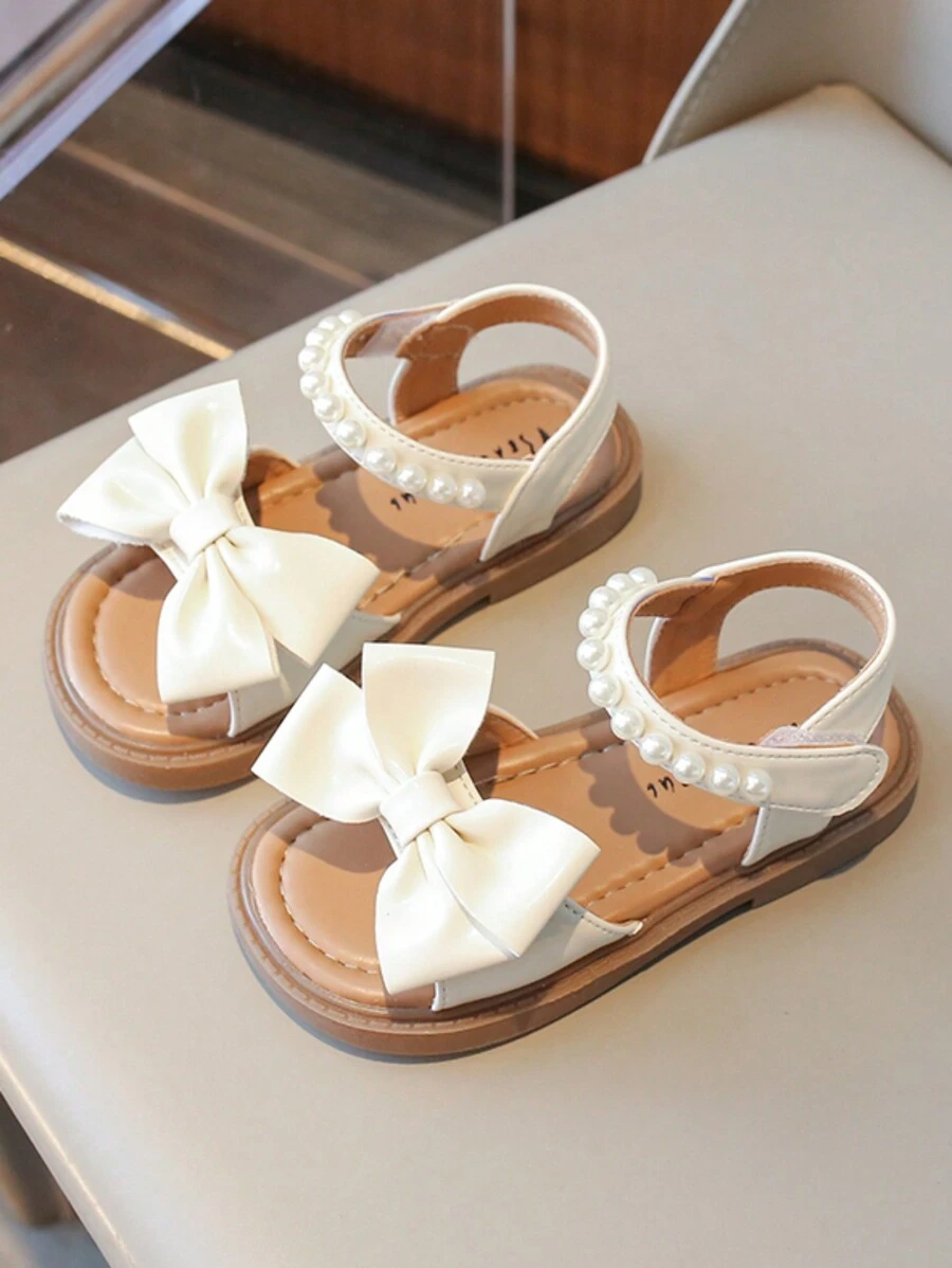 Girls' Sweet Bowknot Flat Sandals, Fashionable Toddler/Little Kid Soft Bottom Summer Shoes