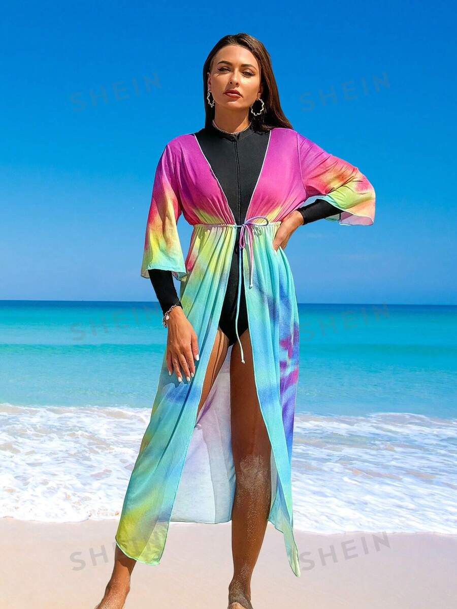 Swim Mulvari Traje De Baño De Una Pieza Negro Para Mujer Y Cubierta Con Diseño Teñido De Malla, Para Verano, Playa, Vacaciones, Viajes, Festivales, Piscinas Y Surf