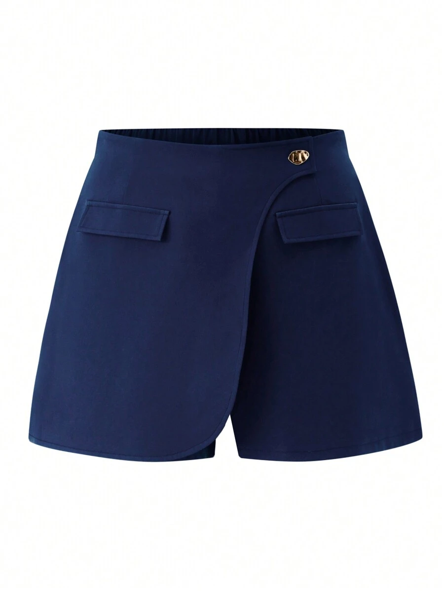 Celure Jupe-short asymétrique avec boucle métallique, taille grande pour femmes