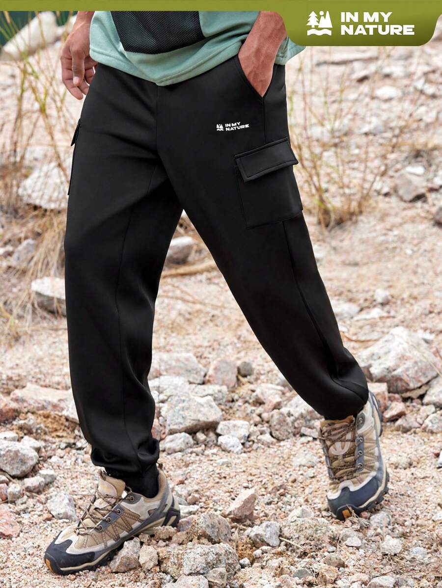 SHEIN In My Nature Männer Outdoor Cargo Hose Mit Buchstaben Druck Und Multi-taschen