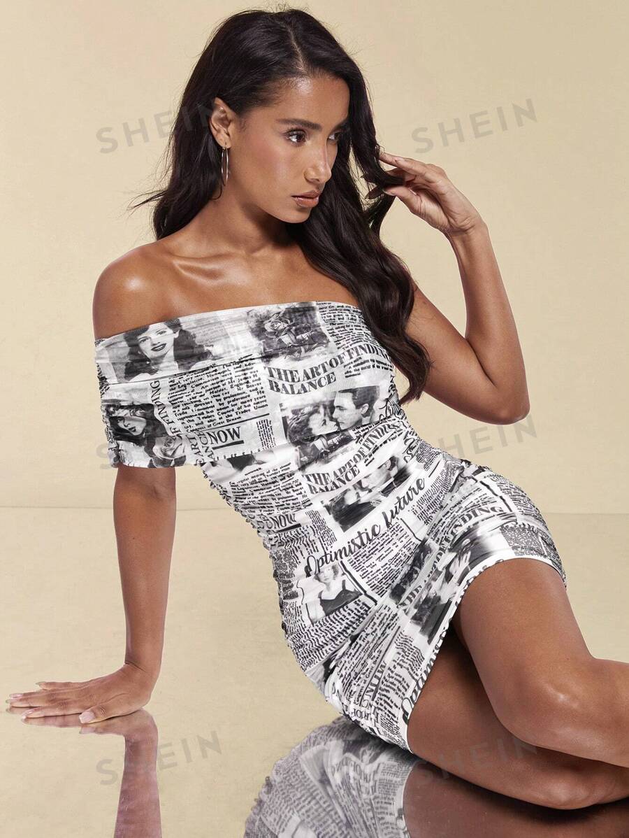 SHEIN BAE Conjuntos De Verano Y Primavera Para Festivales De Música, Conjuntos Para Mujer Blanco, Vestido Boho Para Primavera, Vestido De Hombros Descubiertos Para Verano