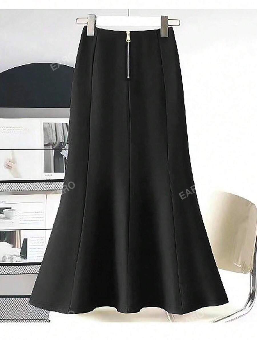 Plus Size Solid Color Mermaid Hem Skirt