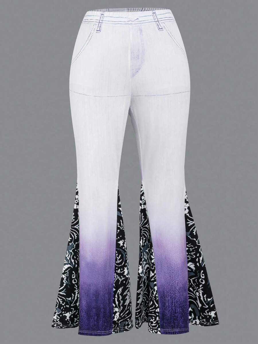 SHEIN Clasi Plus Size Ombre Flared Pants