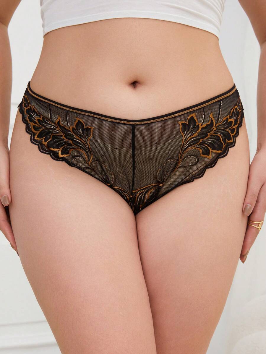 Bragas sexy de encaje con parte superior abierta de talla grande