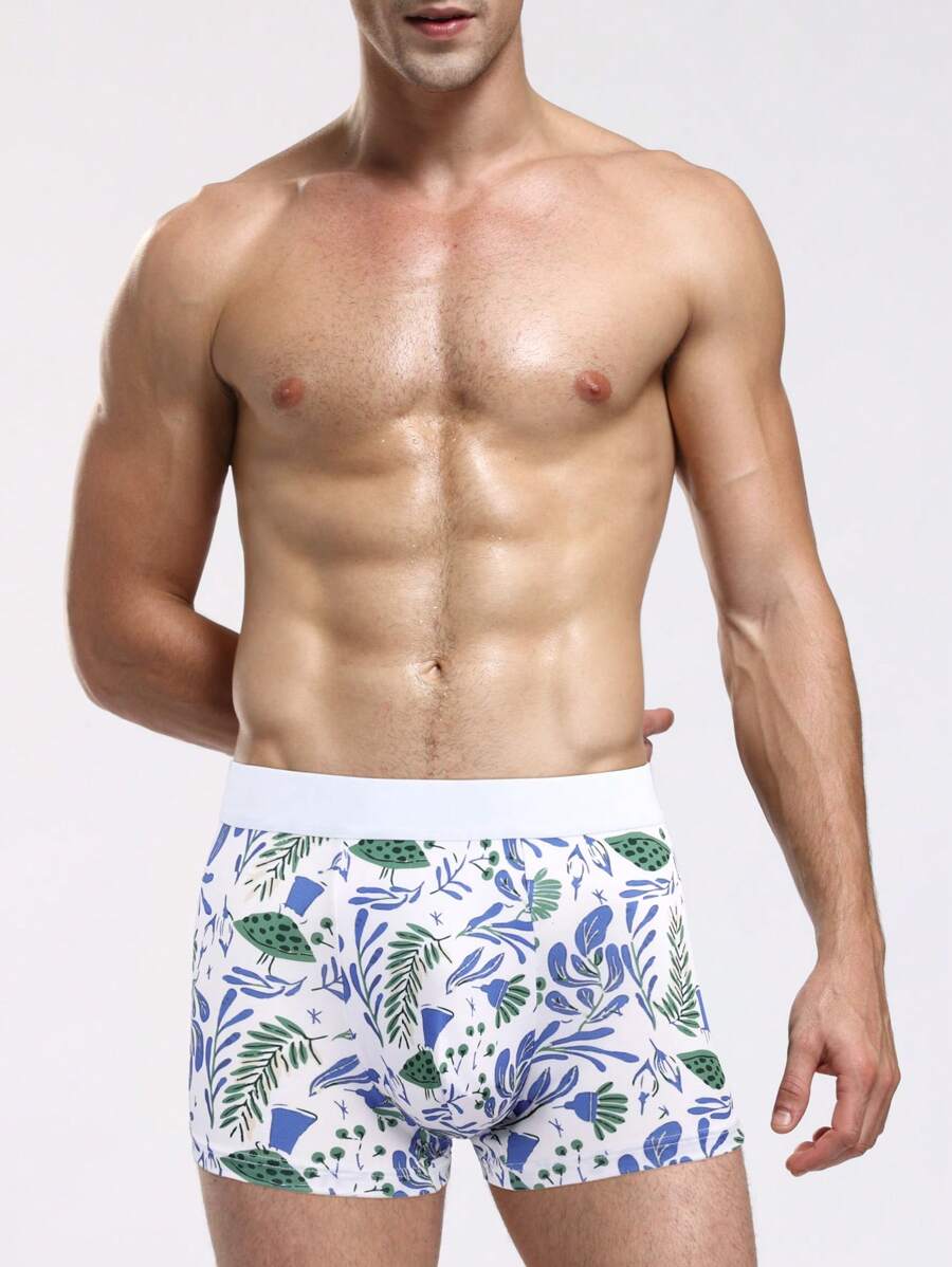 Bóxer Con Estampado Botánico Para Hombre