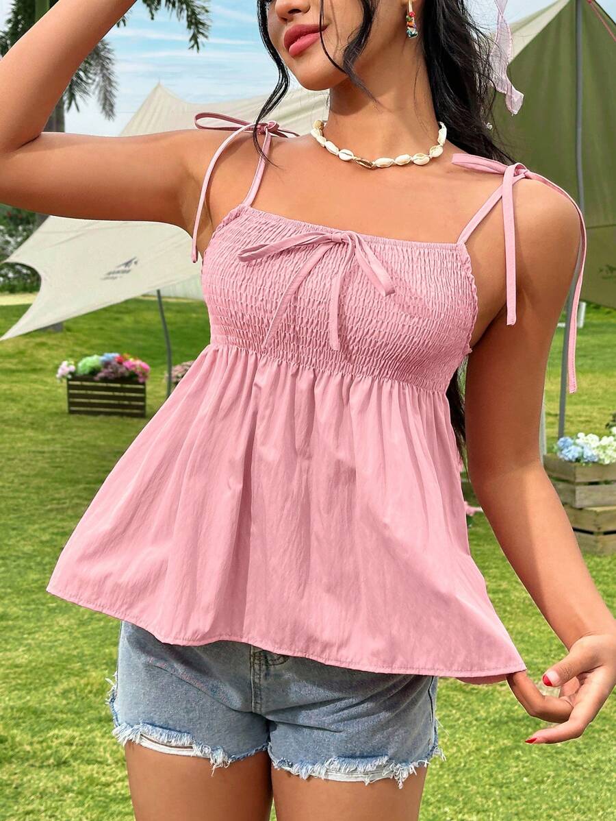 Flirla Jednolity kolor Sznurowane Top Halter