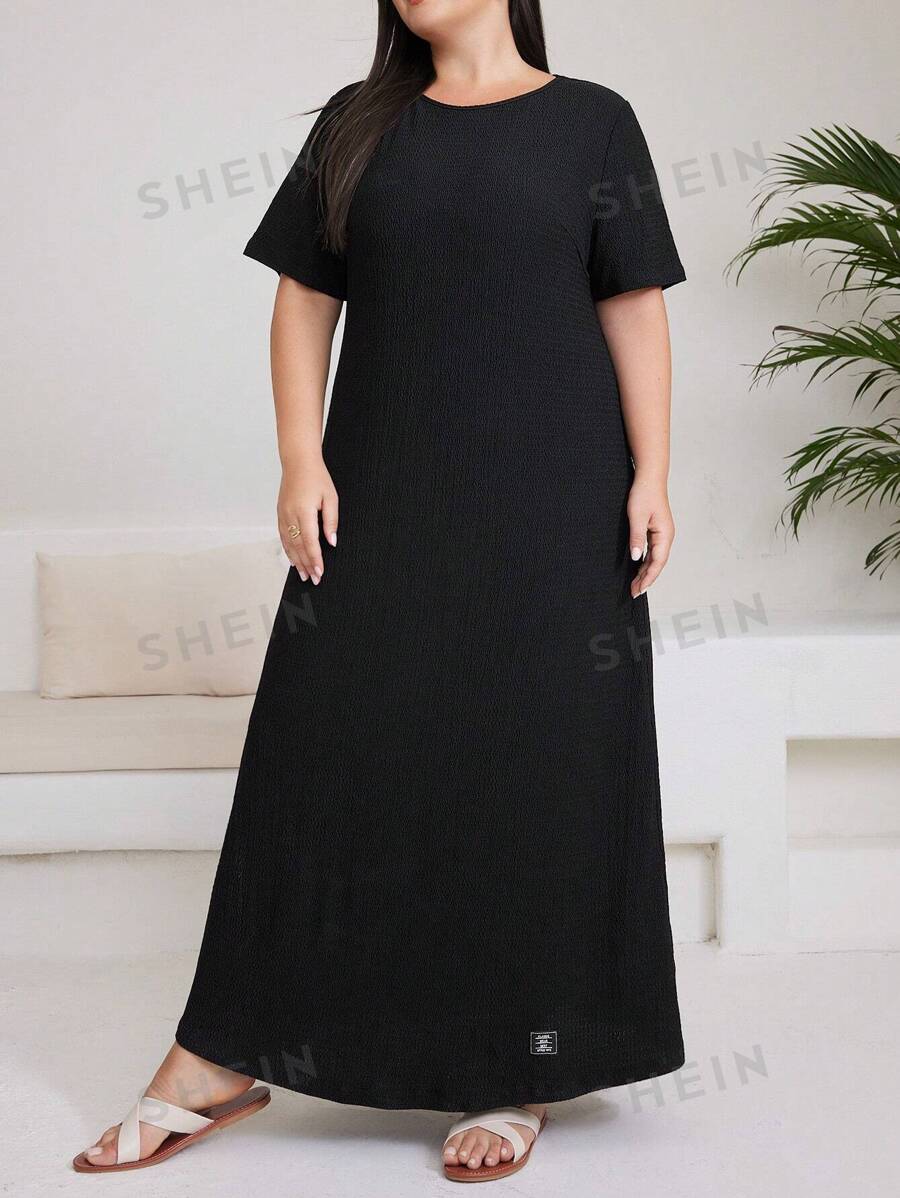 Mulvari Vestido De Talla Grande De Textura De Color Sólido